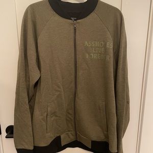 Assholes Live Forever Bomber Sweatshirt NWOT